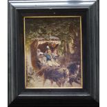 Joseph Watten (1838-1913 ), a funny coach ride, oil on wooden panel framed signed bottom left