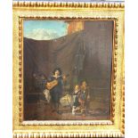 French Artist around 1700, Comedia del Arte, with children listenening to a guitar player and a