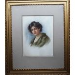 Italian Artist 19. Century, Portait of a young girl with earrings, watercollour on paper signed