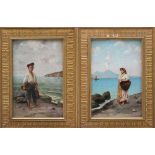 Vincenzo Capessiero , Neapolitain Artist 19. Century, Pair of Portraits with a fisherwoman and a