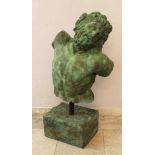 Large Bronze Torso of a Satyr , bronze cast with fine handfinish and green patina on metal collumn