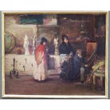 Alessandro Milesi (1856-1945), the Antique seller, Oil on board, signed bottom right , framed, on