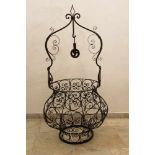 Venetian Iron Forged Fountain, in waved.cirved and bowl shape, with rich open work, volutes,