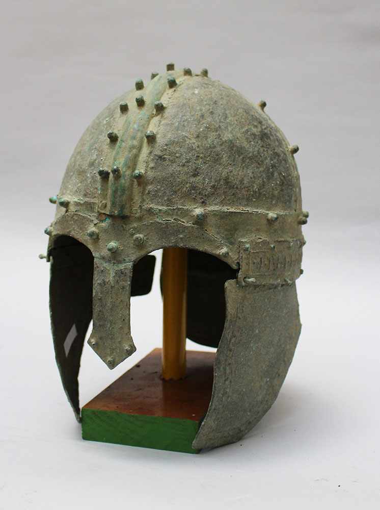 Bronze Helmet in anciet style, possible eastern mediterranian with nose and ear protection, on the