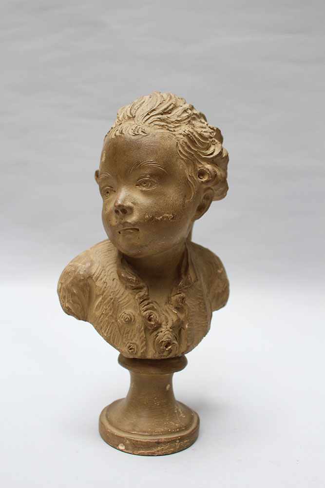 Jean-Baptiste Pigalle ( 1714-1785 )-school , Terracotta bust of a young boy looking to the side with - Image 2 of 3