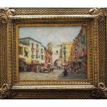 Carlo Brancaccio (1861-1920) Neapolitain Street scene, oil ob board signed bottom right, framed