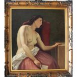 Natale Schiavoni (1777-1858)-circle, Erotic Lady , Oil on Canvas, framed 82x75cm