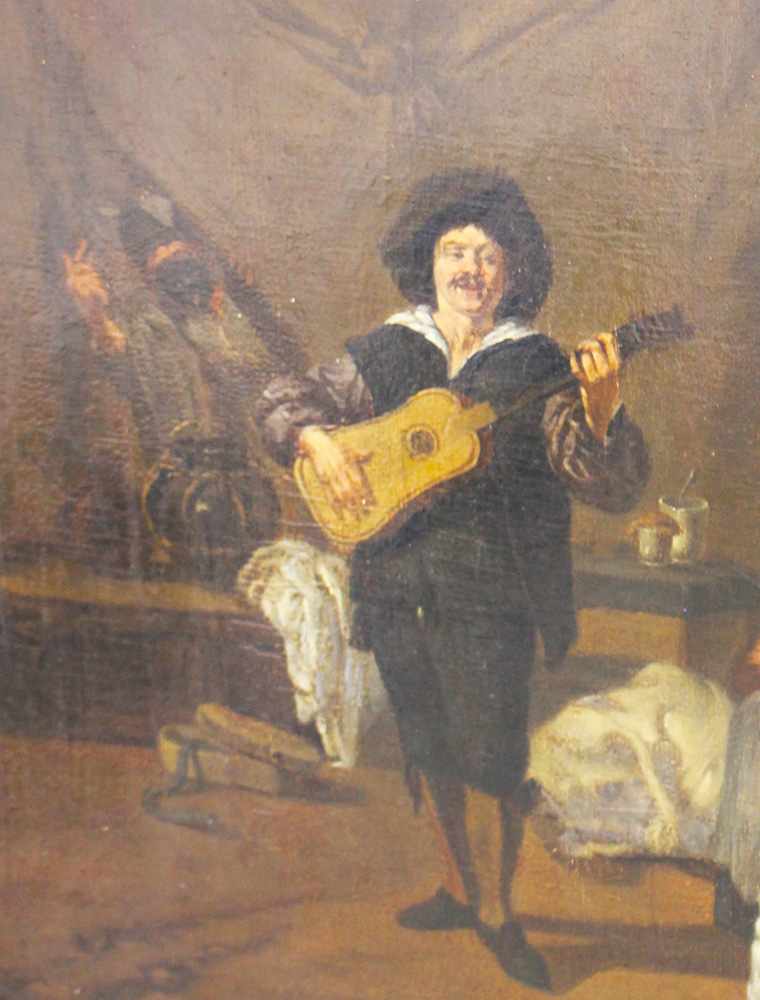 French Artist around 1700, Comedia del Arte, with children listenening to a guitar player and a - Image 3 of 3