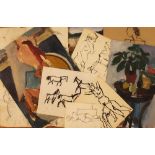 Artist Estate, comprising eight oil,chalk and pencil studies on paper, first half of 20. Century.