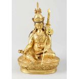 Asarya Padmasambhava , founder of the tibetian buddhism , sculpture on lotus base bronce cast with