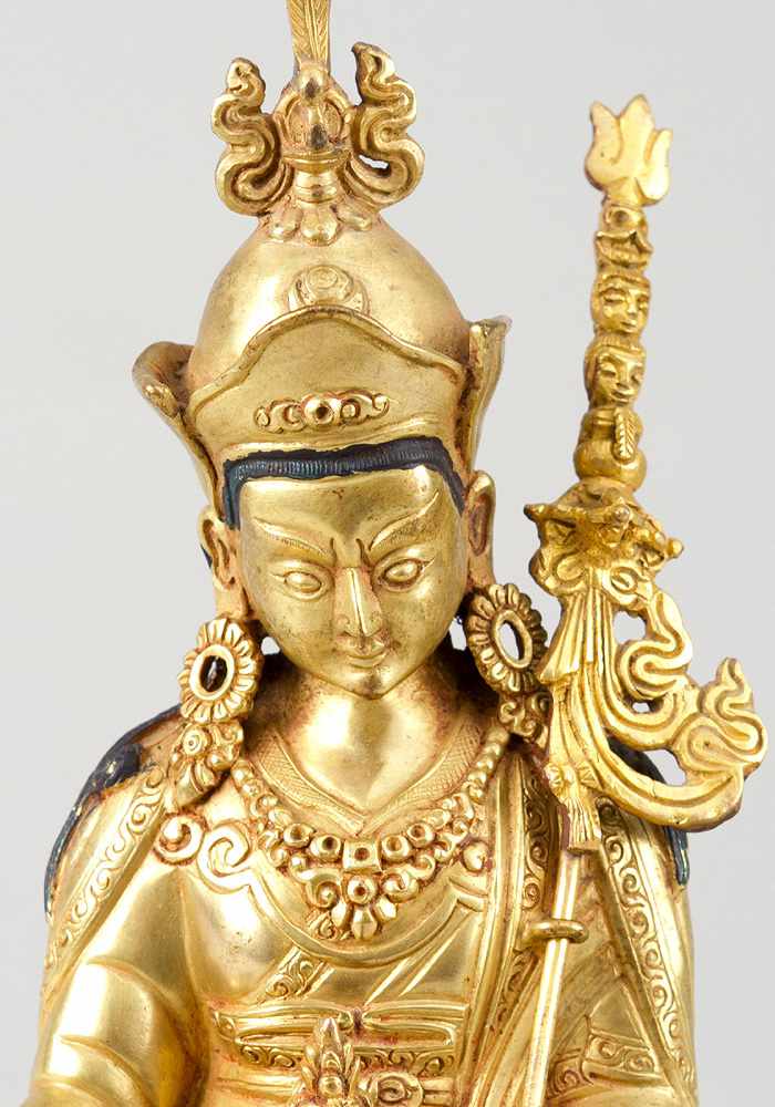 Asarya Padmasambhava , founder of the tibetian buddhism , sculpture on lotus base bronce cast with - Image 2 of 3