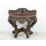 Anglo Indian Colonial Console, on four S-shaped legs, with lower connection, upper border frieze,