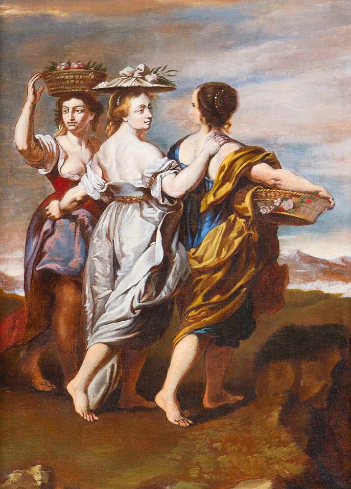 Peter Paul Rubens ( 1577 – 1640)- follower, the three Graces, oil on canvas, framed. 55 x 41 cm - Image 2 of 3