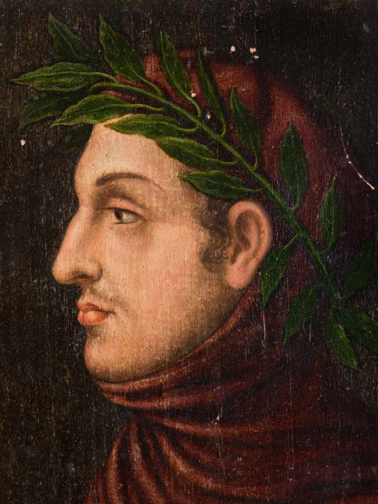 Giovanni Boccaccio -Portrait with traditional dress, oil on panel, italian artist, 16/17th - Bild 3 aus 3