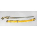 Chinese honorary sable, with bowed damascene blade fluted and with gilded and copper decorations and