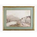 Jakob Alt ( 1789 -1872 ) - attributed, The esplanade in Bad Ischl, watercolour on paper in