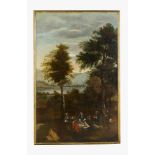 Sigmund Freudenberger (1745 -1801)-attributed, picknick of a hunting company in a forrest by a