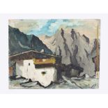Tyrolean School, house in the alps, oil on board, on the bottom right monogrammed „M.“ ? 30 x 39 cm