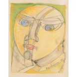 Henry de Waroquier (1881 -1970), design of a head, black chalk with watercolour on paper, signed and