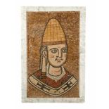 Portrait of Pope Innozenz lll. (1161 - 1216) , with cap, different coloured stones on stone plinth