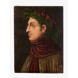 Giovanni Boccaccio -Portrait with traditional dress, oil on panel, italian artist, 16/17th
