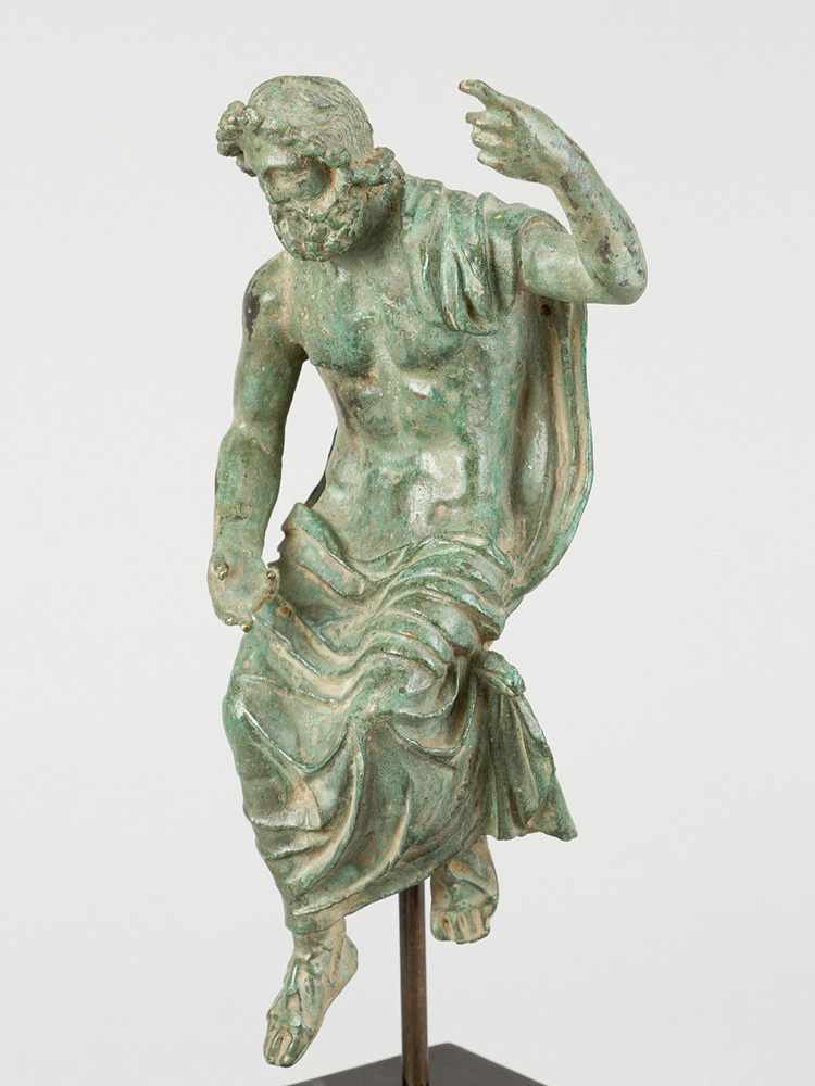 Apollo Bronze Sculpture, in ancient manner, full bronze cast, handfinished with verdigris and dark - Image 2 of 3