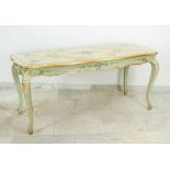 Large Venetian Hall Table, in baroque style, on four curved legs, waved lower and upper border,