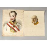 Austrian Emperors, Lot of two colour graphics showing emperor Ferdinand I. ( 1793- 1875) by Johann