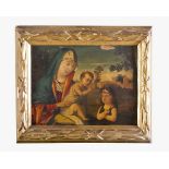 Venetian Artist around 1500, Maria with Jesus and saint John in Landscape, oil on wooden panel,