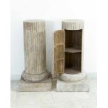 Pair of Column stands, in classical style, on quadratic base, with round stepped and fluted