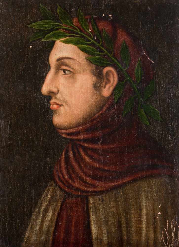 Giovanni Boccaccio -Portrait with traditional dress, oil on panel, italian artist, 16/17th - Bild 2 aus 3