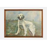 Unknown Artist, large portrait of an english setter, oil on canvas, signed (unreadable) and dated