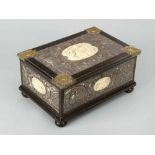 French Royal Casket , rectangular shape with four feet and one lid to be opened, ebonized wood