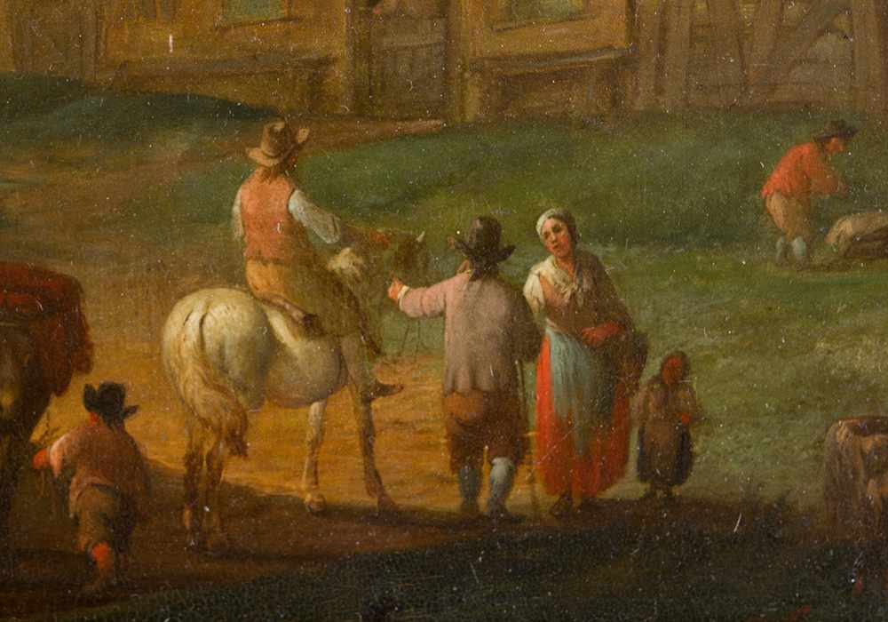 Franz de Paula Ferg (1689 – 1740), landscape with farmers and horserider by a fountain, oil on - Image 3 of 3