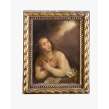 Tiziano Vecellio (1488 -1576)-follower, Maria Magdalena with clouds, oil on copper, framed, on the