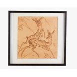 Ludwig Heinrich Jungnickel ( 1881-1965 )-graphic, two deers, etching on paper, handsigned on the