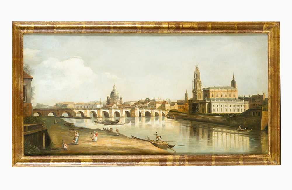 Bernardo Bellotto (1722- 1780)-after, view of Dreden, oil on canvas, framed. 60 x 120 cm