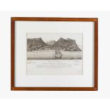 St.Helena , Copper print of the island in german language after Napoleons capture with description