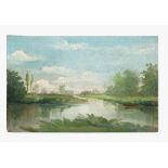 John Constable (1776 -1837 )- attributed, Landscape study in oil on wooden panel, on the reverse