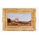 Charles Malfroy (1862-1918), fisherboat with house on the coastline, oil on wooden board, signed