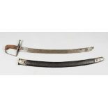 Bowed Sable, polished blade with handgrip and handprotection leather and iron sheat around 1800 75