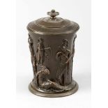 French Empire bronze Urn, round classical shape decorated with goddnesses from the greek