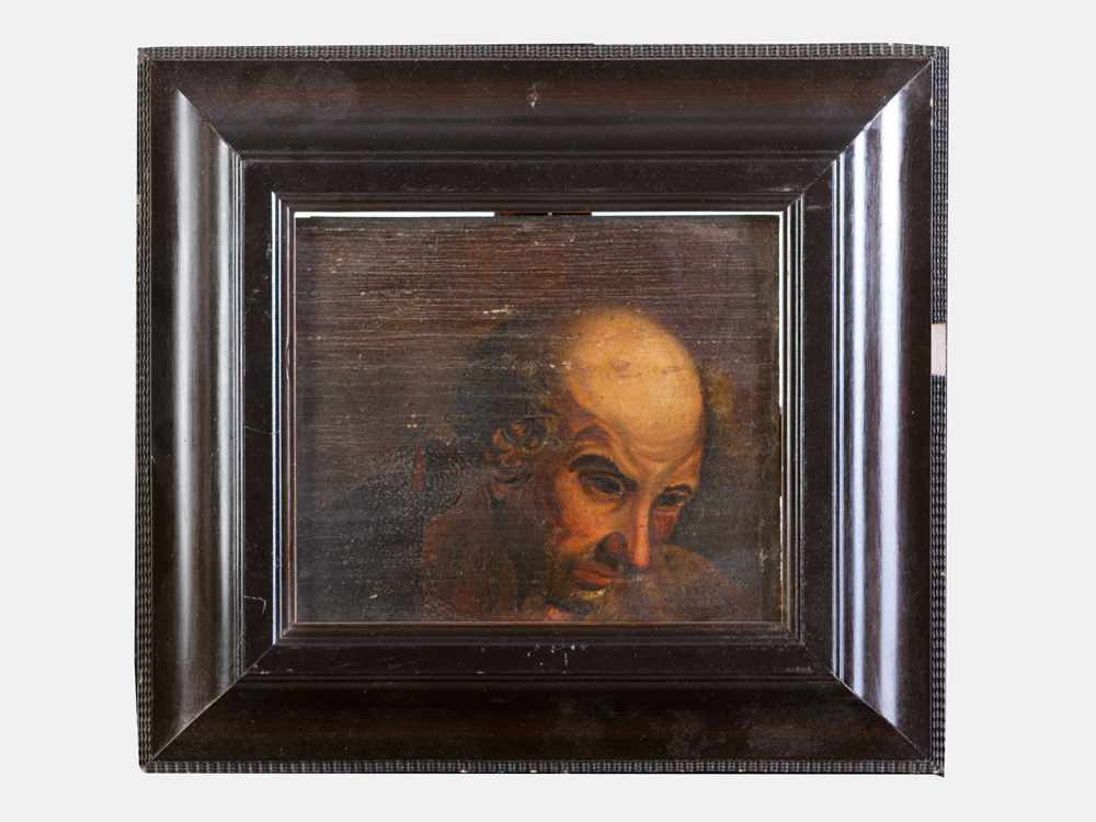 Abraham van Dijck (1635 – 1680 )-attributed, oil study of a man, on oak panel, on the reverse old