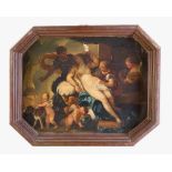 Luca Giordano ( 1634- 1705 )-attributed, Mars and Venus, oil on canvas, framed, octagonal. 60 x 78
