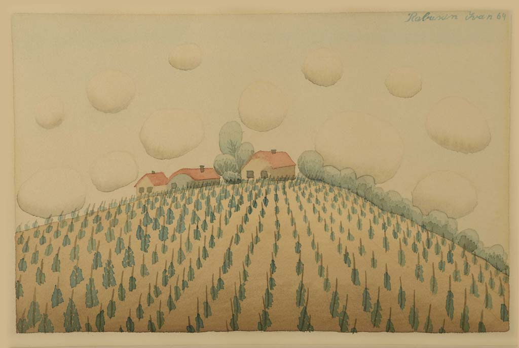 Ivan Rabuzin 1921 - 2008 Vineyard in Zagorje 1964.watercolour28 x 18.5 cm28 x 18.5 cmIvan Rabuzin