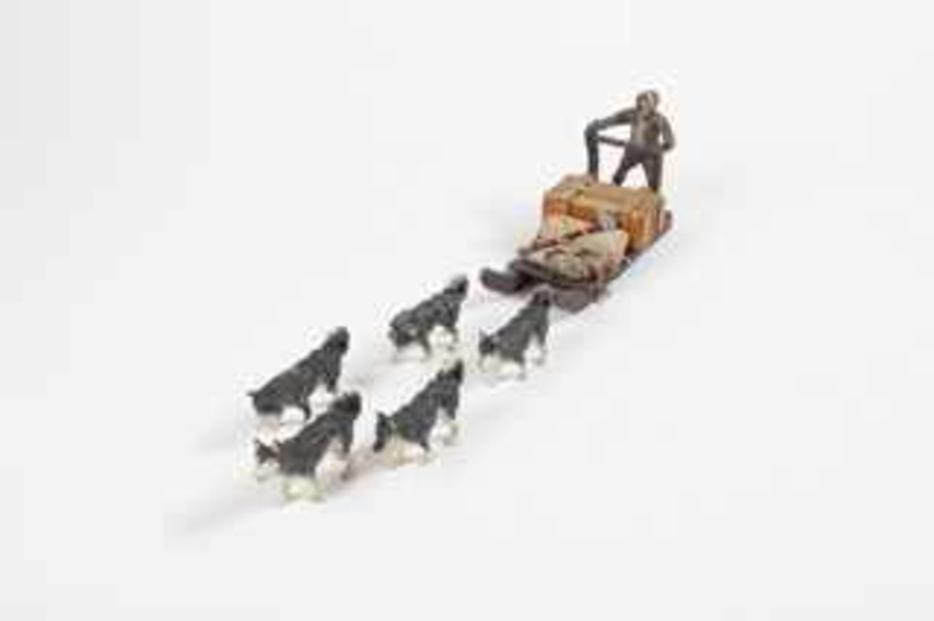 Massefigurenset-Inuit Hundeschlitten aus Holz mit Fracht und Werkzeug,1 passender Inuit aus