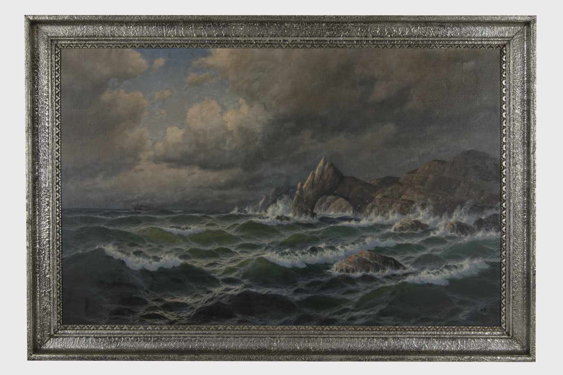 Max Jensen (Marinemaler in Berlin, 1887 geb.) Bewegte See, signiert M. Jensen, Öl auf Leinwand,