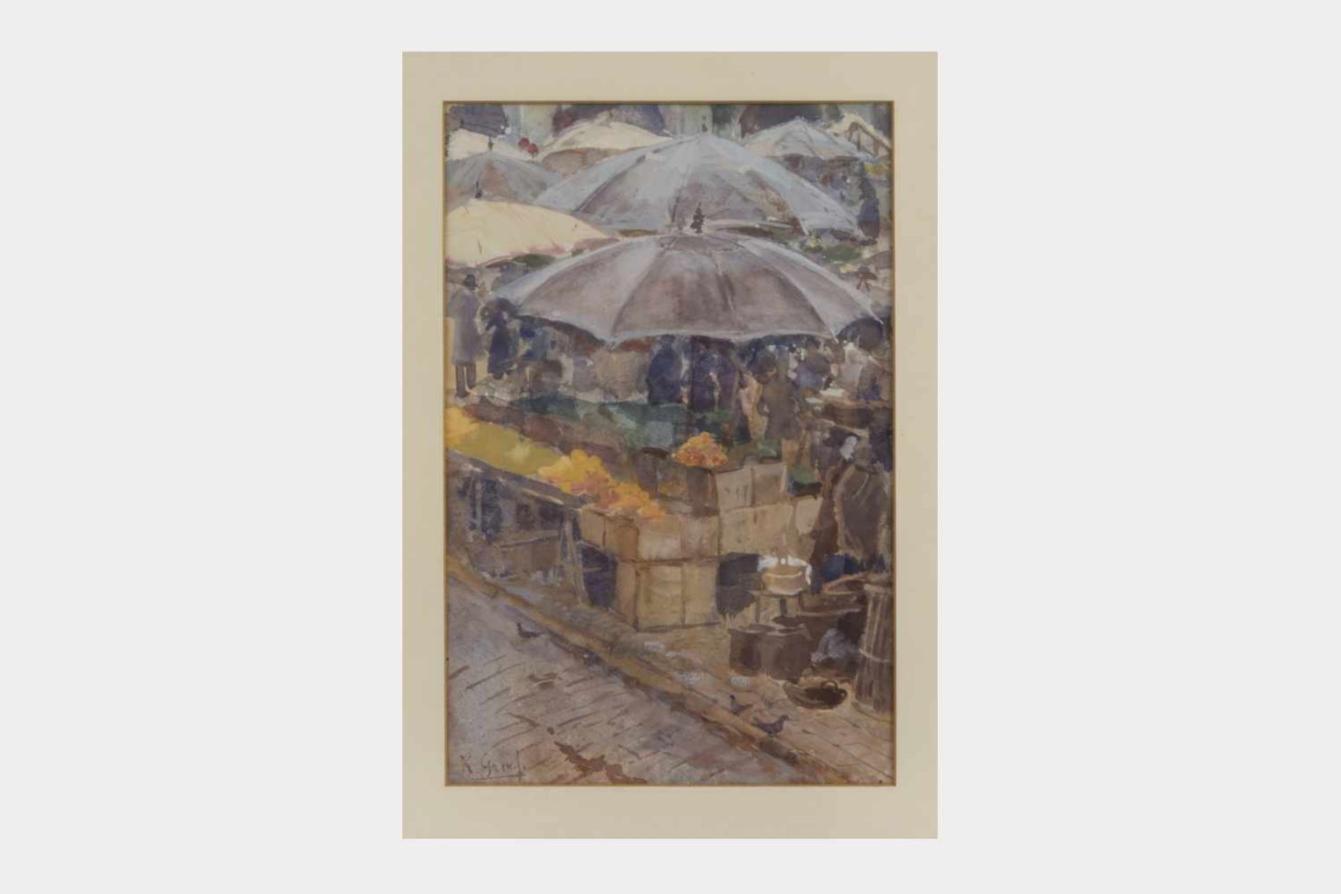 Karl Graf (1859-1925) Aquarell, Marktplatz von Wiener Neustadt, signiert K.Graf, 25x16 cm,