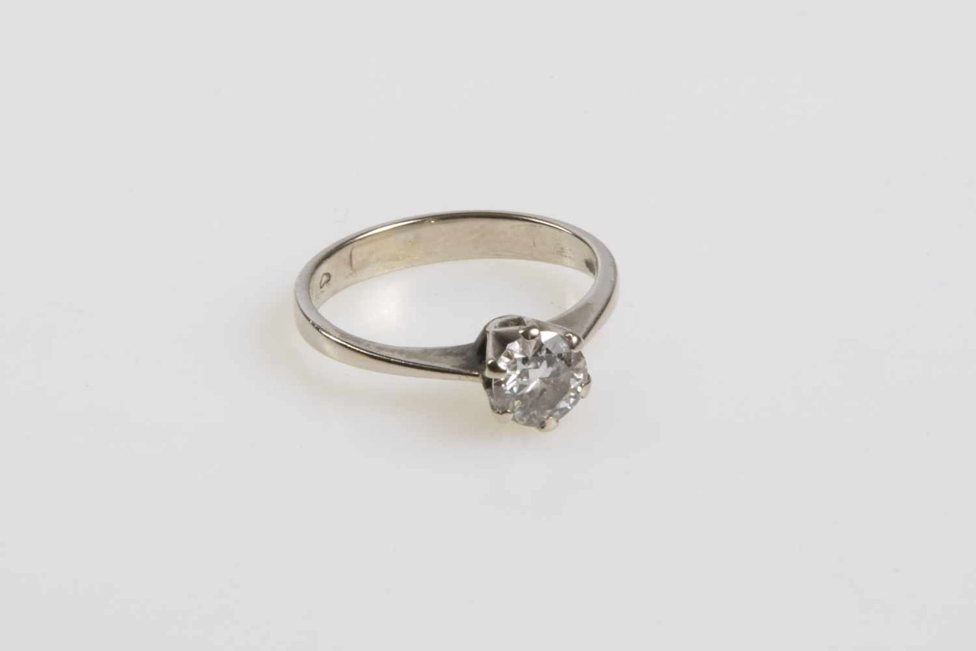 Brillant-Solitär-Damenring Weißgold 585, mit 1 Brillant ca 0,60 ct, RW 52, 2,4 g;