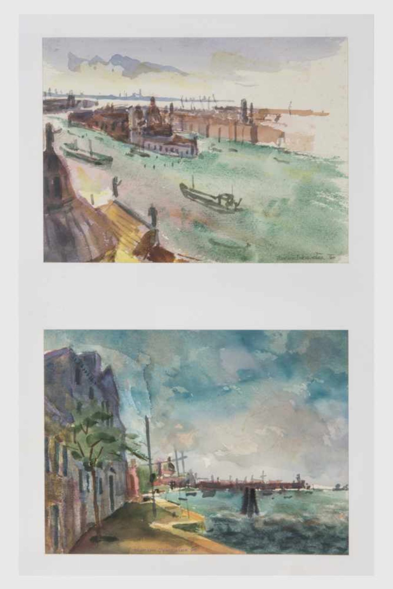 Florian Jakowitsch (1923 geb. Wr.Neustadt/NÖ)2 Aquarelle, Ansichten von Venedig, signiert Florian